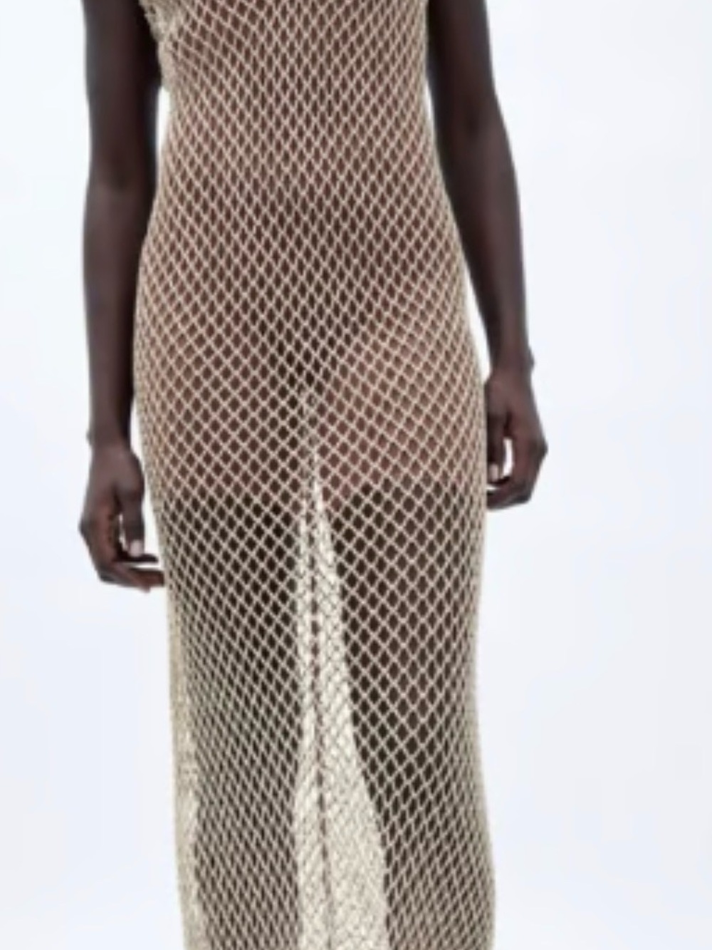 ZARA Viral Crochet Mesh Maxi Dress Beach Cover Up BNWT Large - Picture 2 of 5